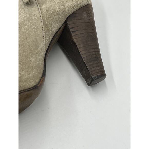 Joie Rockefeller Urban Cowgirl Triple Fringe Beige Suede Heel Boots Sz 41/10.5 - Picture 12 of 16